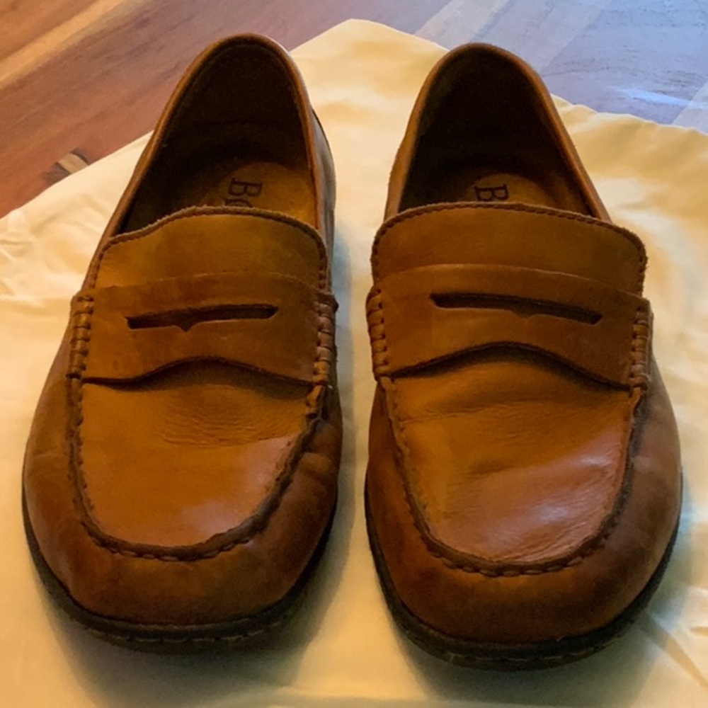 Born Brown Leather Loafers Slip-On Moccasin